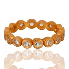 White Topaz 18K Gold Plated 925 Sterling Silver Eternity Ring Jewelry