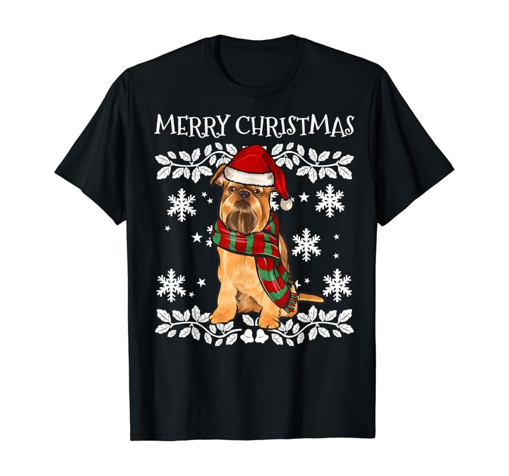 Merry Christmas Ornament Brussels Griffon Xmas Santa T-Shirt