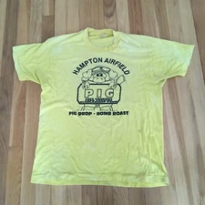 VTG 1993 Screen Stars T-Shirt XL Hampton Airfield Pig Drop Single Stitch Faded