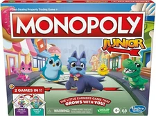 Monopoly Junior Board Game, 2-Sided Gameboard, 2 Games in 1, Monopoly By Hasbro