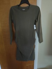 Old Navy Bodycon Olive Green Maternity Dress Size Small Long Sleeve Ruched NWT