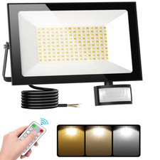 100W LED Floodlight PIR Sensor Flood Lamp Dimmable Outdoor Remote Spotlight IP66