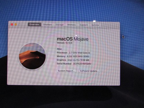 Apple iMac A1418 21.5'' Intel Core i5 8GB 1TB SATA ~ No Magic Keyboard Or Mouse - Picture 3 of 15