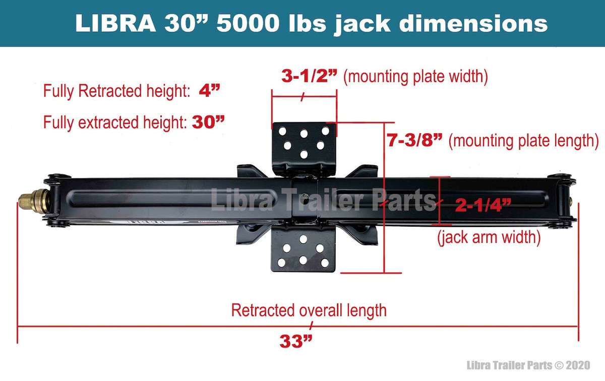 2 Libra 30 5000lb RV Stabilizer Scissor Jacks With Socket & Install Kit - New (Cosmetic Scratches)