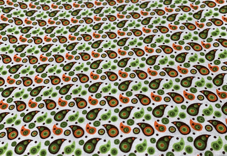 Fabric from turkey like evil eye tear drop green brown orange 1 yard by 40in - Image 3 of 3