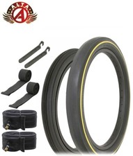 SCHWINN STYLE BICYCLE 16X1-3/4 S7 & 20X2.125 S2 WIDE SLICK YL LINE TIRE 8PC SET.