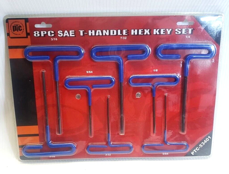 T-Handle Hex Key Set Standard SAE 8 Pc 1/8,3/32, 5/64,5/32 9/64,3/16, 7/32,1/4 - Image 2 of 4
