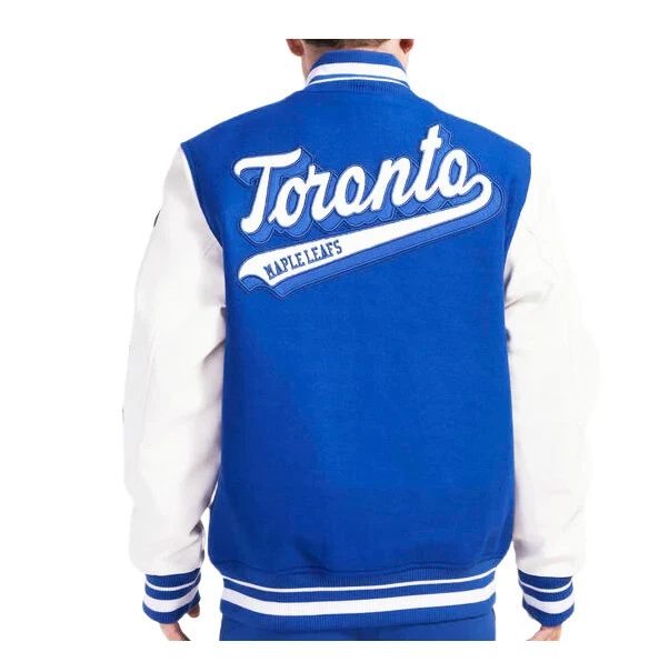 Men's Toronto Maple Leafs Pro Standard NHL Script Tail Wool Royal Variety Jacket - Image 4 of 4