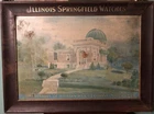 Antique Vintage Illinois Springfield Watches Company AD Sign Metal Tin Litho