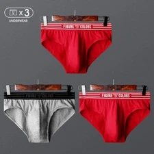 3Pack High Quality New Men's Cotton Briefs Low Waist Sexy Breathable Shorts