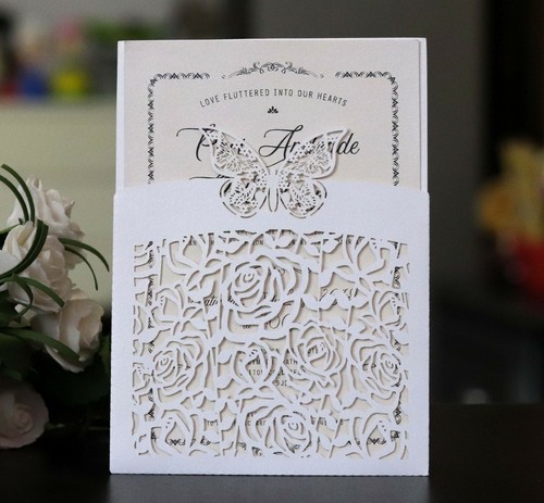 Laser Cut Rose Butterfly Wedding Invitation Card Hotel Business Greeting Cards - Picture 8 of 24