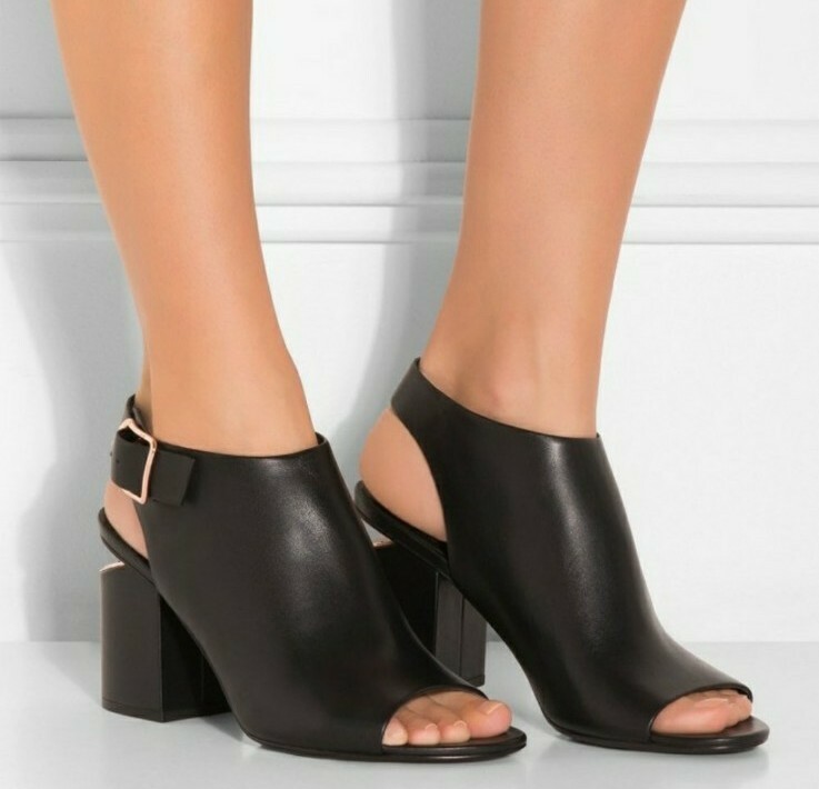 ALEXANDER WANG Womens Nadia Black Leather Rose Gold Heel Booties