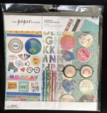 Happiness Papercrafting Scrapbooking Page Kit - 14 pieces - by The Paper Studio