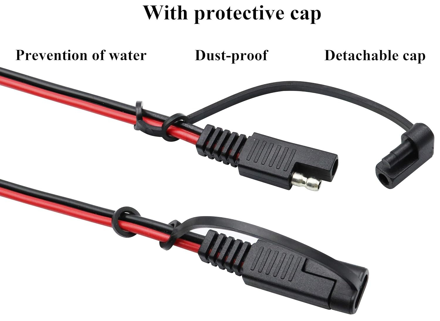 SAE Extension Cable 16 AWG Wire Harness 12V-24V DC SAE to SAE Cable with Switch