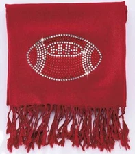 Red Football Bling Pashmina Scarves (28"W x 75-1/4"L) Brand New  #S109 