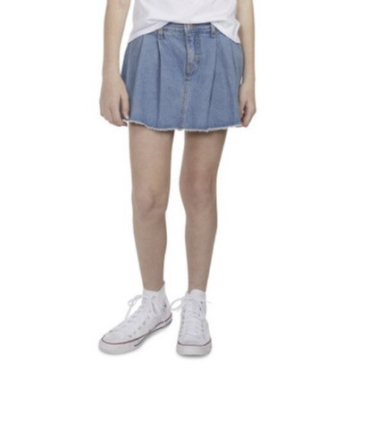 Pantalón corto de mezclilla plisado de tiro alto Levi's Big Girls talla 8 regular nuevo con etiqueta - Imagen 2 de 2
