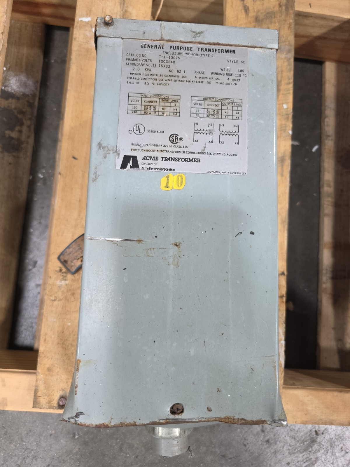 Acme T-1-13075 General Purpose Transformer 2kVA 120/240VAC Pri 16/32VAC *DENTED