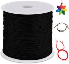 0.8mm Nylon Cord 328 Feet Satin Rattail Cord Nylon String for Bracelets Making,