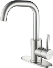 Square Bar Sink Faucet, Single Handle Bar Mixer with 3 Hole Deck Plate, Utility