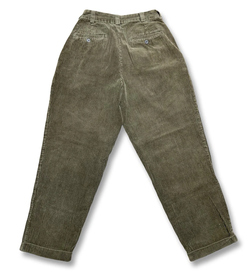 Calça de veludo vintage masculina 31x32 J riggings plissada algemada marrom/verde - Imagem 3 de 4