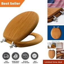 Elegant Mayfair Natural Oak Veneer Toilet Seat with Chrome Hinges - Round Design