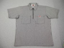 Ben Davis Polo Shirt Mens Medium Black Stripe 1/4 Zip Workwear Classic Throwback