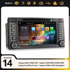 4+64Go 7" CarPlay Android 14 Autoradio USB DVD WiFi pour VW TOUAREG T5 Multivan