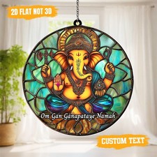 Ganesh Elephant Stained Glass Suncatcher Window Hanging Decor