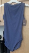 Auden Blue Luxe Stretch Sleeveless Bodysuit Snap Crotch Size Medium