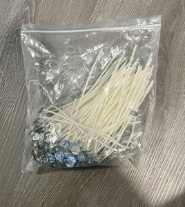 Pre-Tabbed Waxed Cotton Candle Wicks with Metal Bases Set of 5