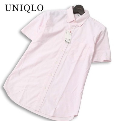 UNIQLO Men s Pink Short Sleeve Jersey Shirt, Non-Iron, Sz M, New