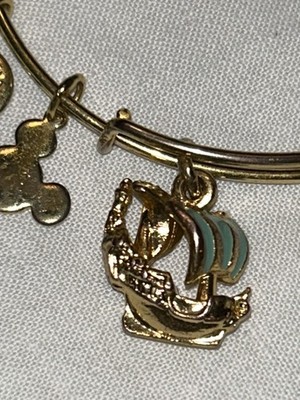 Alex and Ani Disney Pirates of the Caribbean Ship Charm Bracelet Gold w/ Mickey