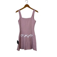 New Lulus Women Mini Dress XS Pink Bow Pleated Coquette Balletcore Soft Girl