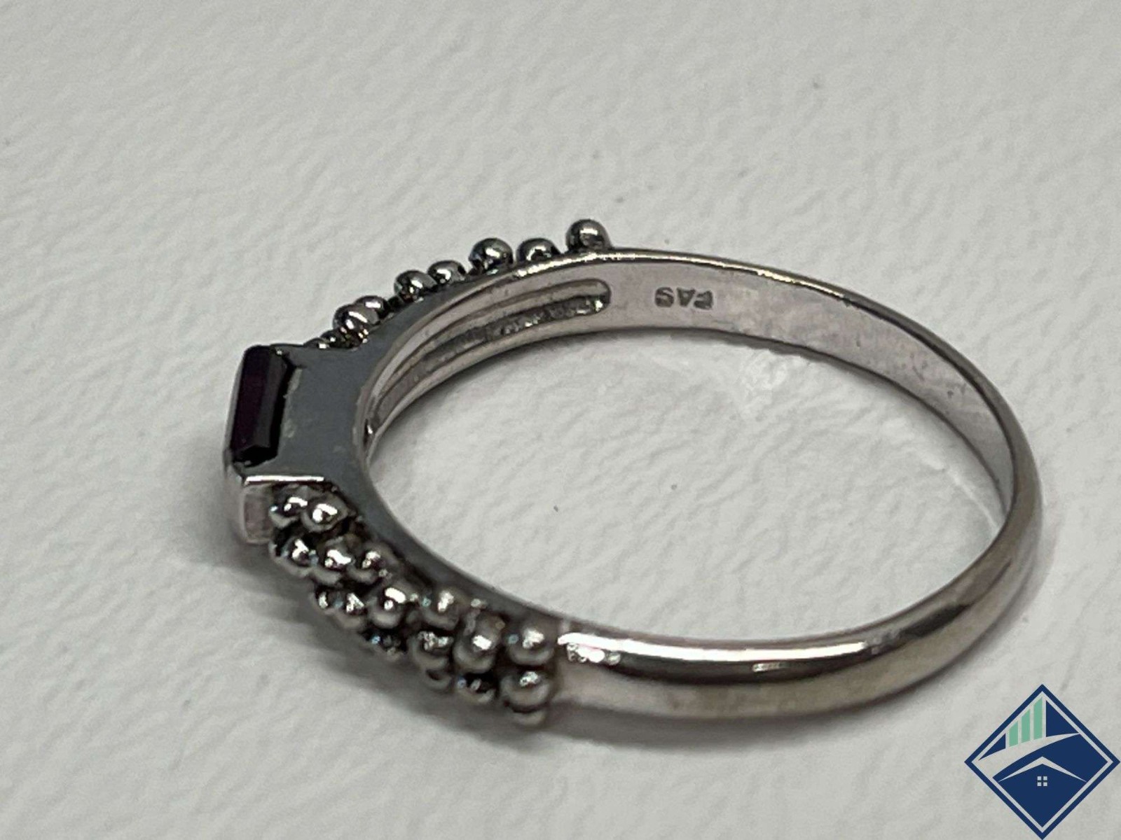 Sterling Silver Ring with Red  Rectangular Gemsto… - image 3