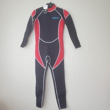 NWT Ireenuo Boys One-Piece Wetsuit Long Sleeve Back Zip Black Red Size 14