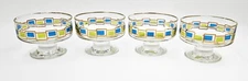 MCM Libbey Nordic Pattern Set 4 Footed Sherbet Bowls Barware Coupes 1950's