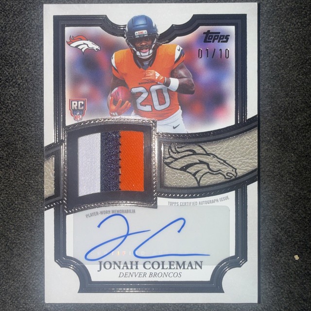 2026 Topps Flagship Jonah Coleman 01/10 Rookie Patch Autograph Broncos RC (LESEN)