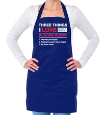 Three Things I Love Rugby - Unisex Adult Apron - Six Player Nations