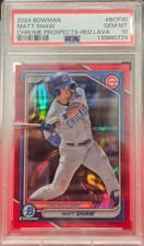 2024 Matt Shaw Bowman Chrome Prospects #BCP30 Red Lava Refractor 3/5 Cubs PSA 10