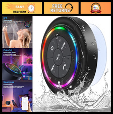 Waterproof Bluetooth Shower Speaker with RGB Lights, Suction Cup, HD Sound, IPX7