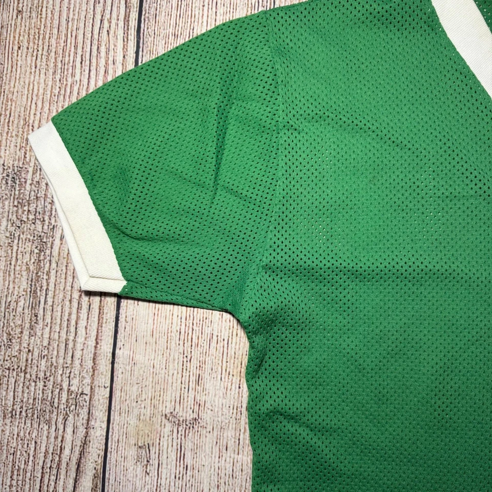 Camiseta deportiva vintage Soffe de malla atlética cuello en V verde en blanco para mujer M años 70 retro Tomboy Foto 3 de 4