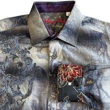 Robert Graham Limited Edition Shirt Mens S Embroidered Macabre Artistic Drawing