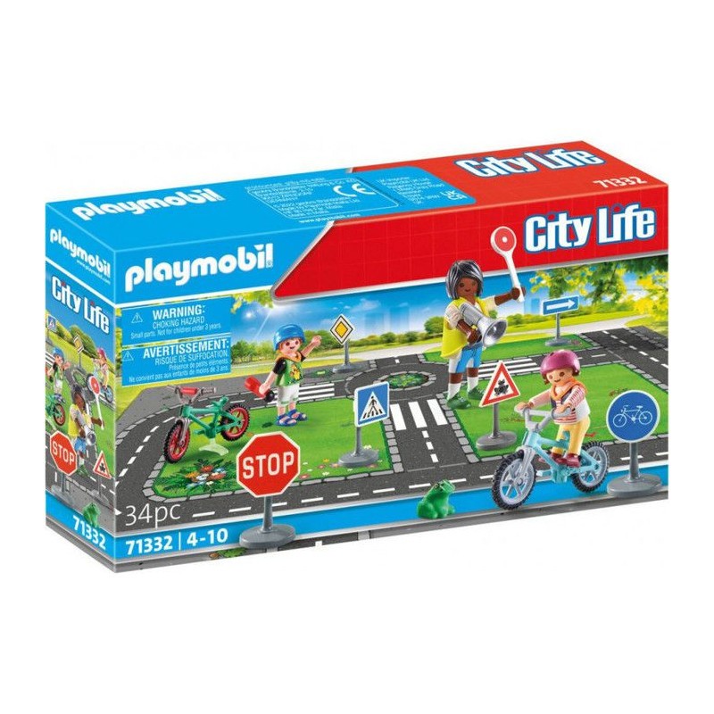 Jeu PLAYMOBIL Classe Sécurité Routière 71332 interactif avec figurines et vélos pour enfants
