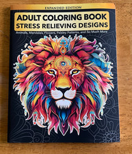 Adult Coloring Book : Stress Relieving Designs Animals, Mandalas, Flowers - New