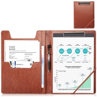 ProCase Clipboard Folder Portfolio, Leather Business Padfolio Organizer Brown 