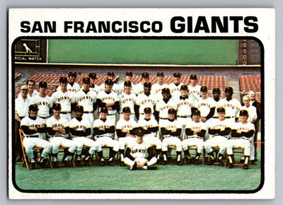 1973 TOPPS #434 SAN FRANCISCO GIANTS TEAM CARD W/WILLIE McCOVEY & JUAN MARICHAL