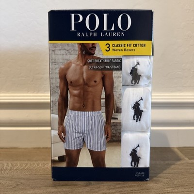 New 3-Pack Polo Ralph Lauren Classic Fit Cotton Boxer Briefs White Size Large