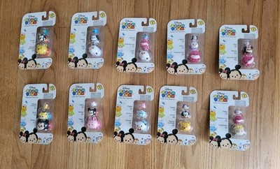 LOT 10 Disney Tsum Tsum Series 1 3 Pack Collector Guide Mickey Pooh Alice Olaf +