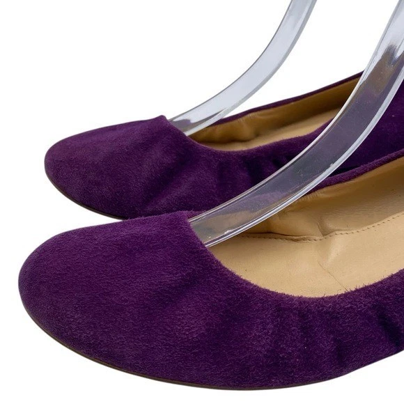 J. Zapatos planos de ballet Crew para mujer Cece talla 9,5 cuero gamuza púrpura Italia 46198 Foto 3 de 4