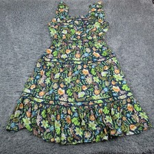 Democracy Dress Womens 2X Navy Multi Floral Sundress Maxi Smocked Ruffle NWT